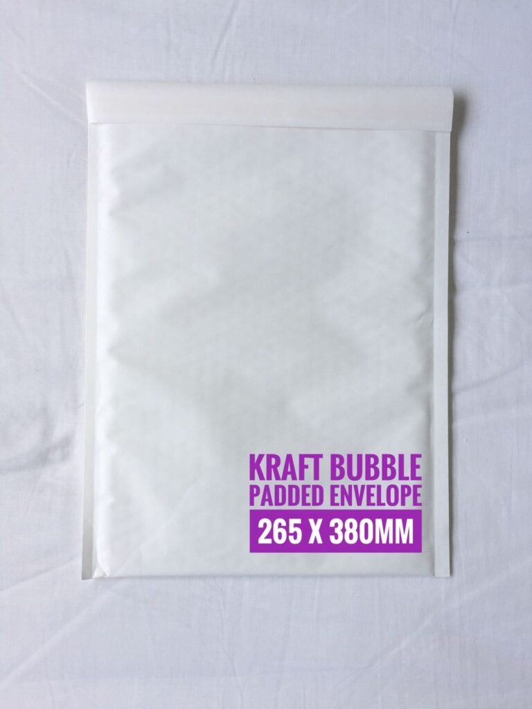 265mm x 380mm White Kraft Bubble Padded Envelope – 50 pieces